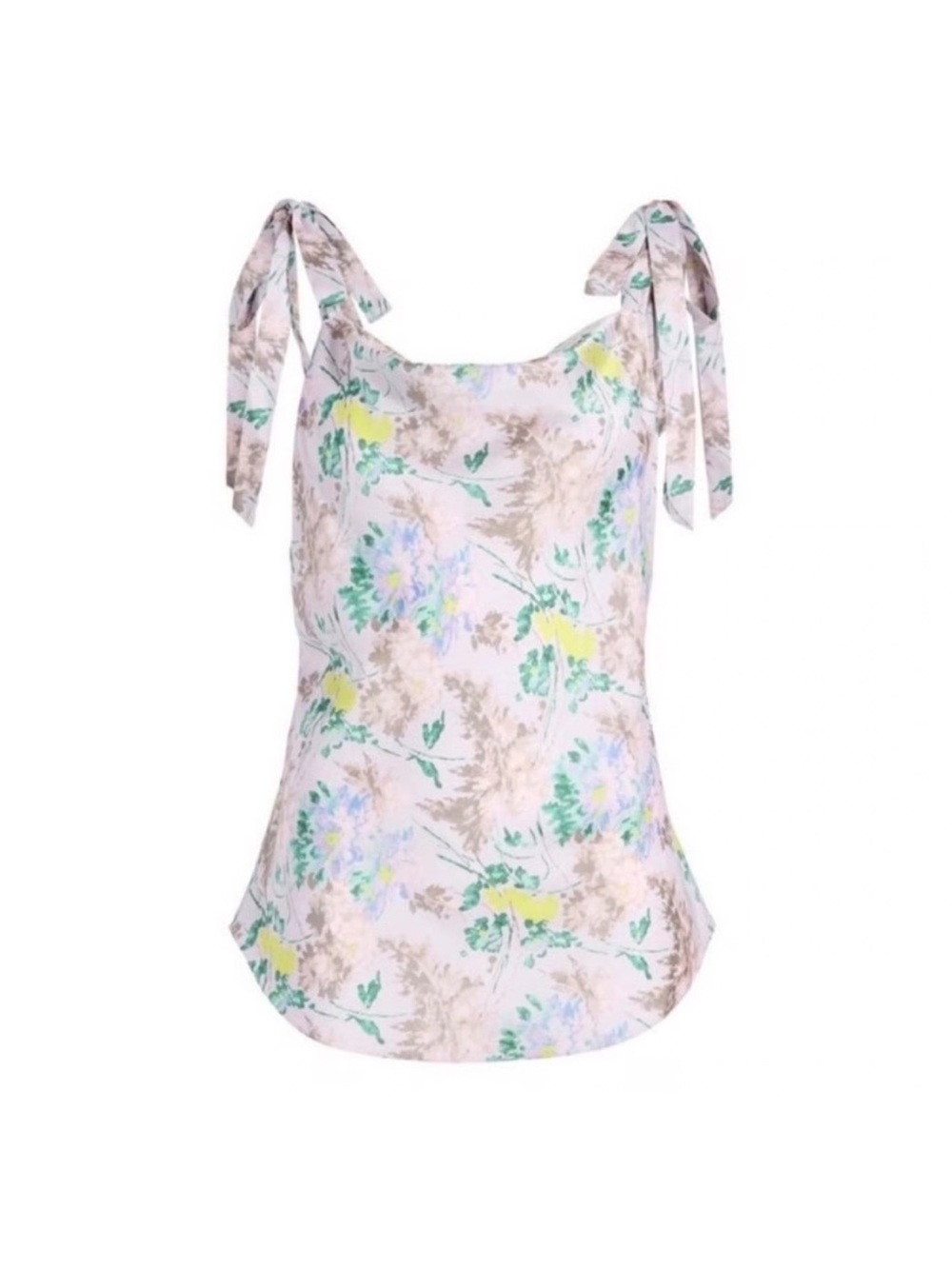 Cinq a Sept Marta Tie Bow Strap Cami Tank Top Floral Blouse Feminine Romantic